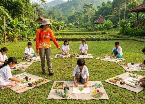 Paket Edukasi PAUD: Mewarnai Alam Setelah Trekking Santai 1 Jam.