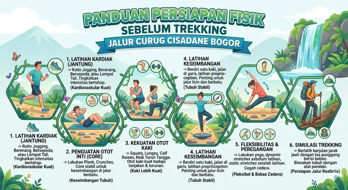 Panduan Persiapan Fisik Sebelum Trekking Jalur Curug Cisadane Bogor.